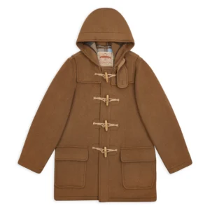 Water Repellent Wool Duffle Coat - Brown